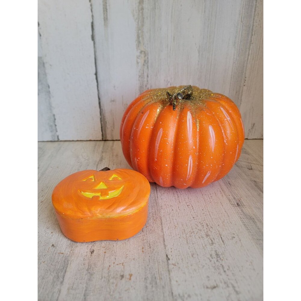 Halloween pumpkin figure trinket box set home decor glitter uniqueStyrofoam pump